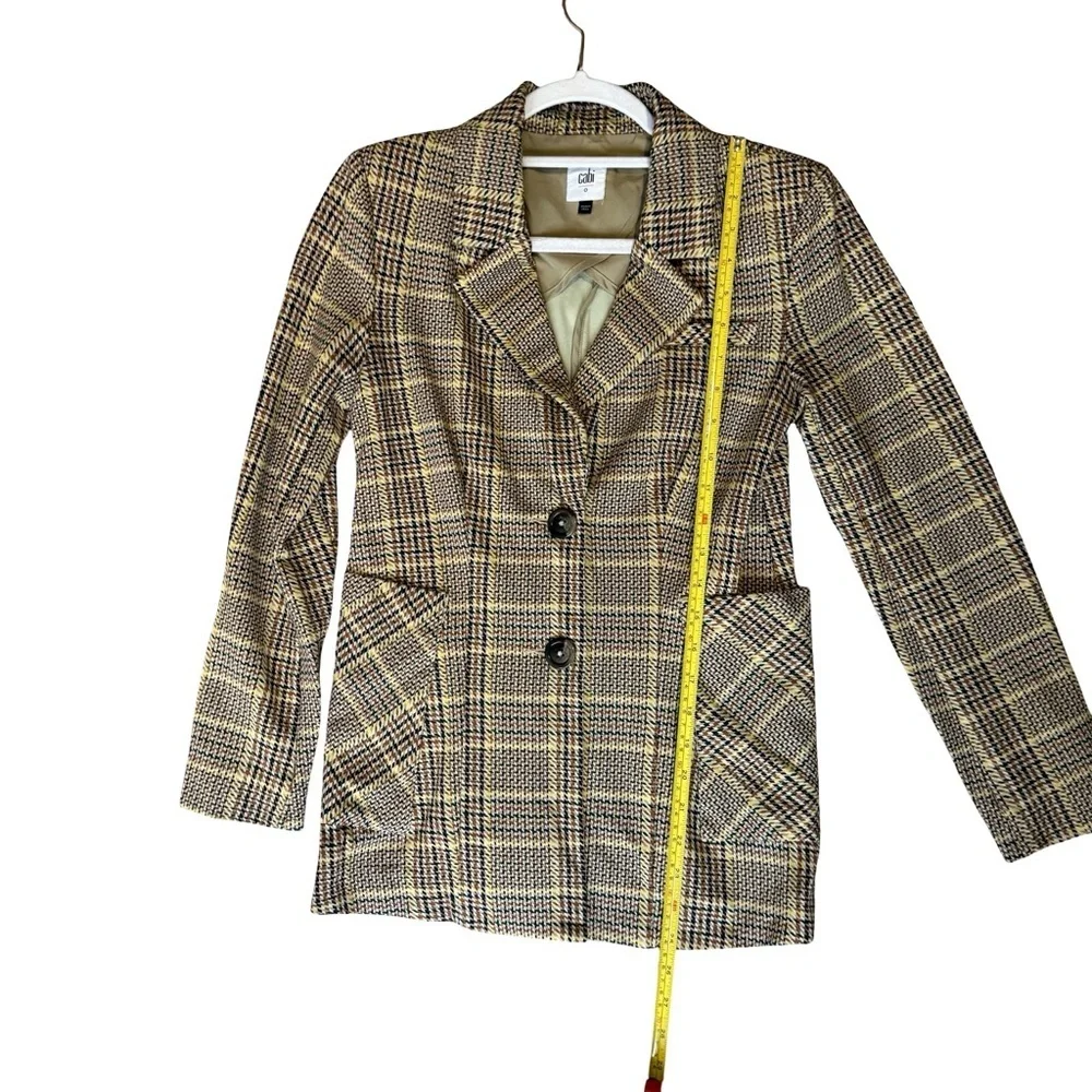 CAbi Women's Plaid Blazer - Black and Tan Size 0 Office Preppy Fall Checkered - Picture 5 of 14